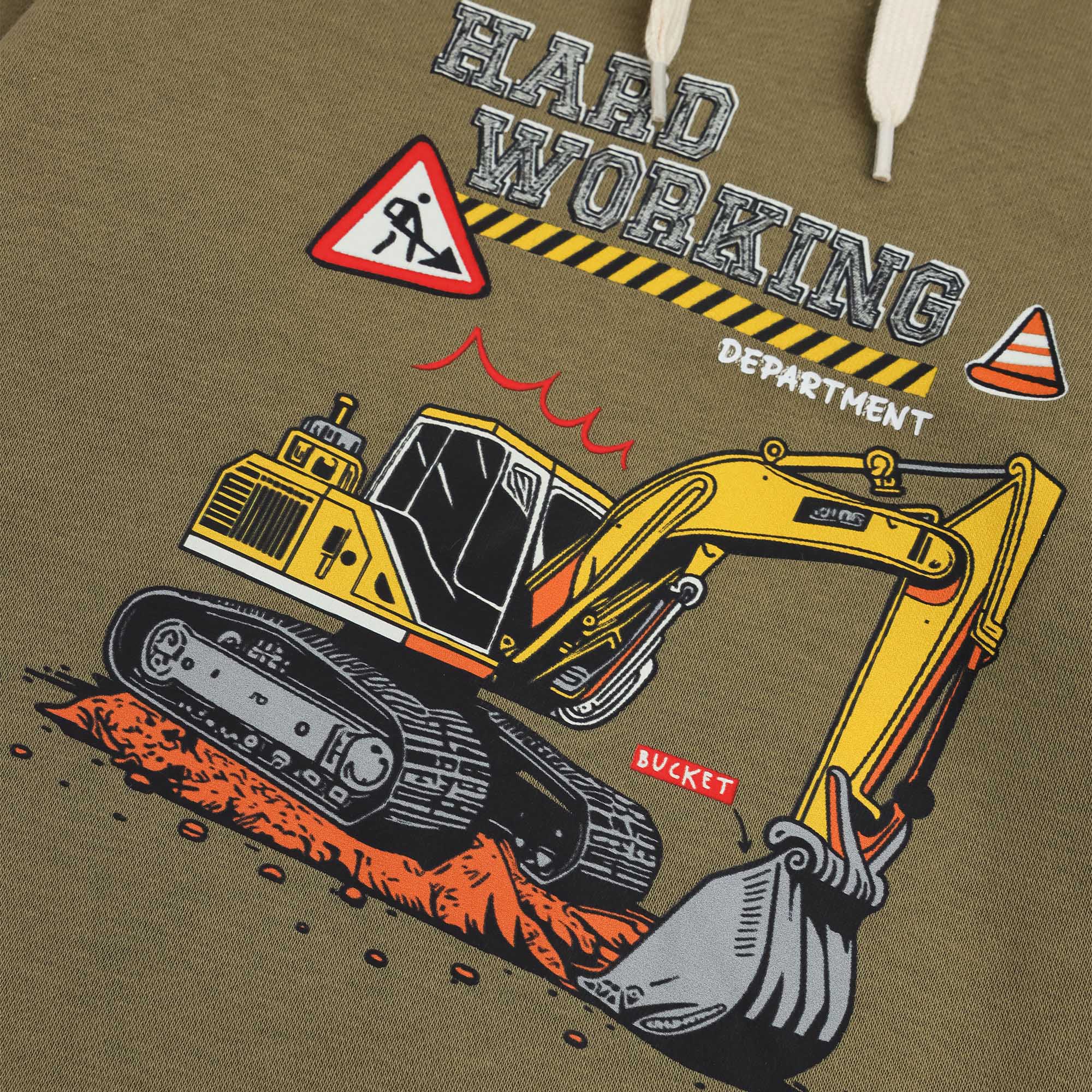Olive Excavator Graphic Hoodie