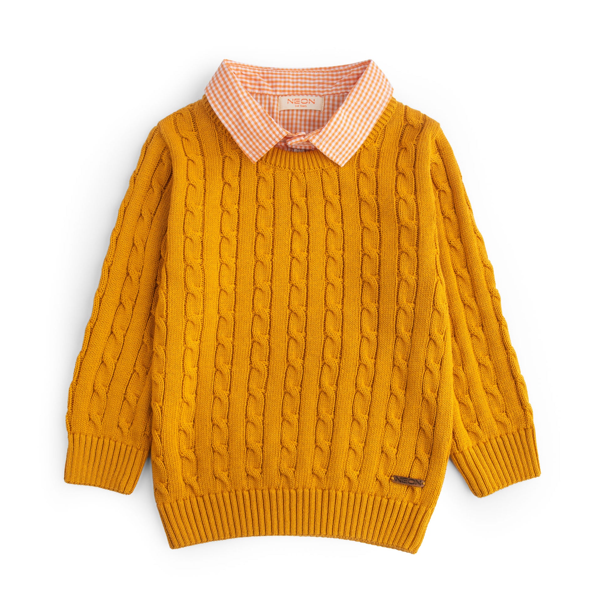 Boy's Cabled Knitted Shirt Collar Sweater (BSWT19-W24)