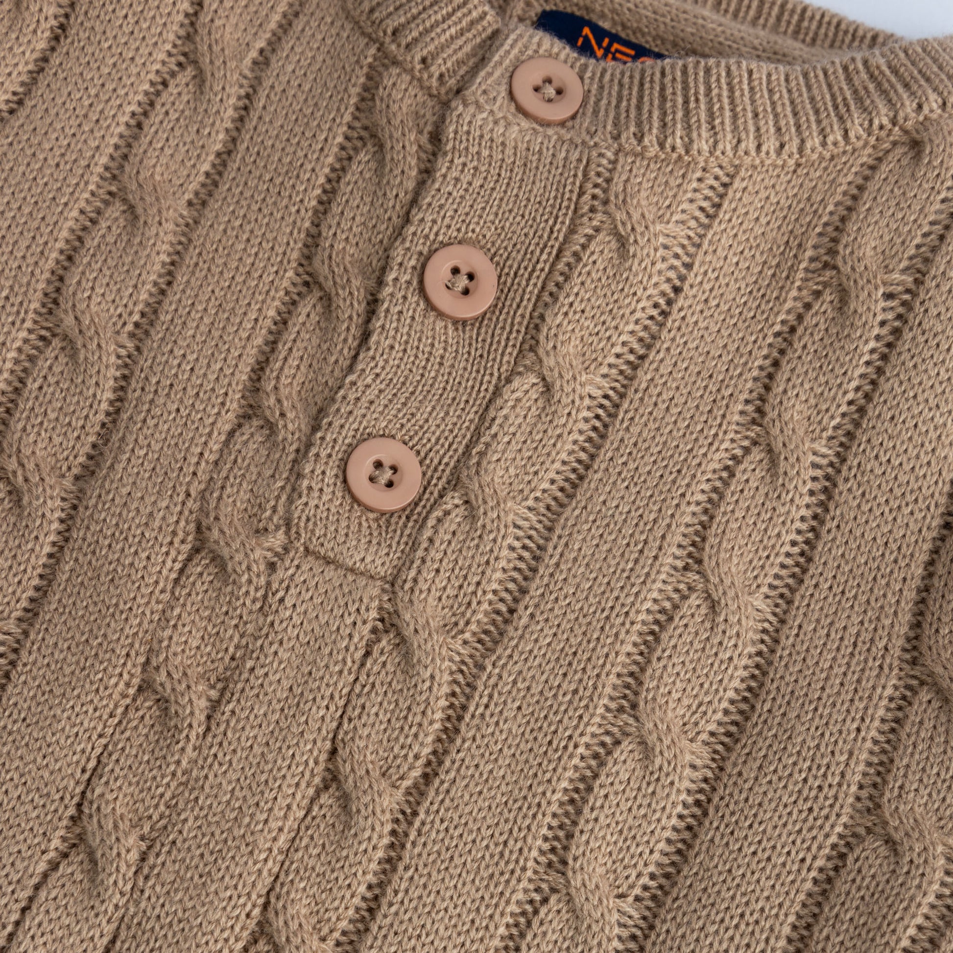 Boys Half Placket Cable Knit Jumper