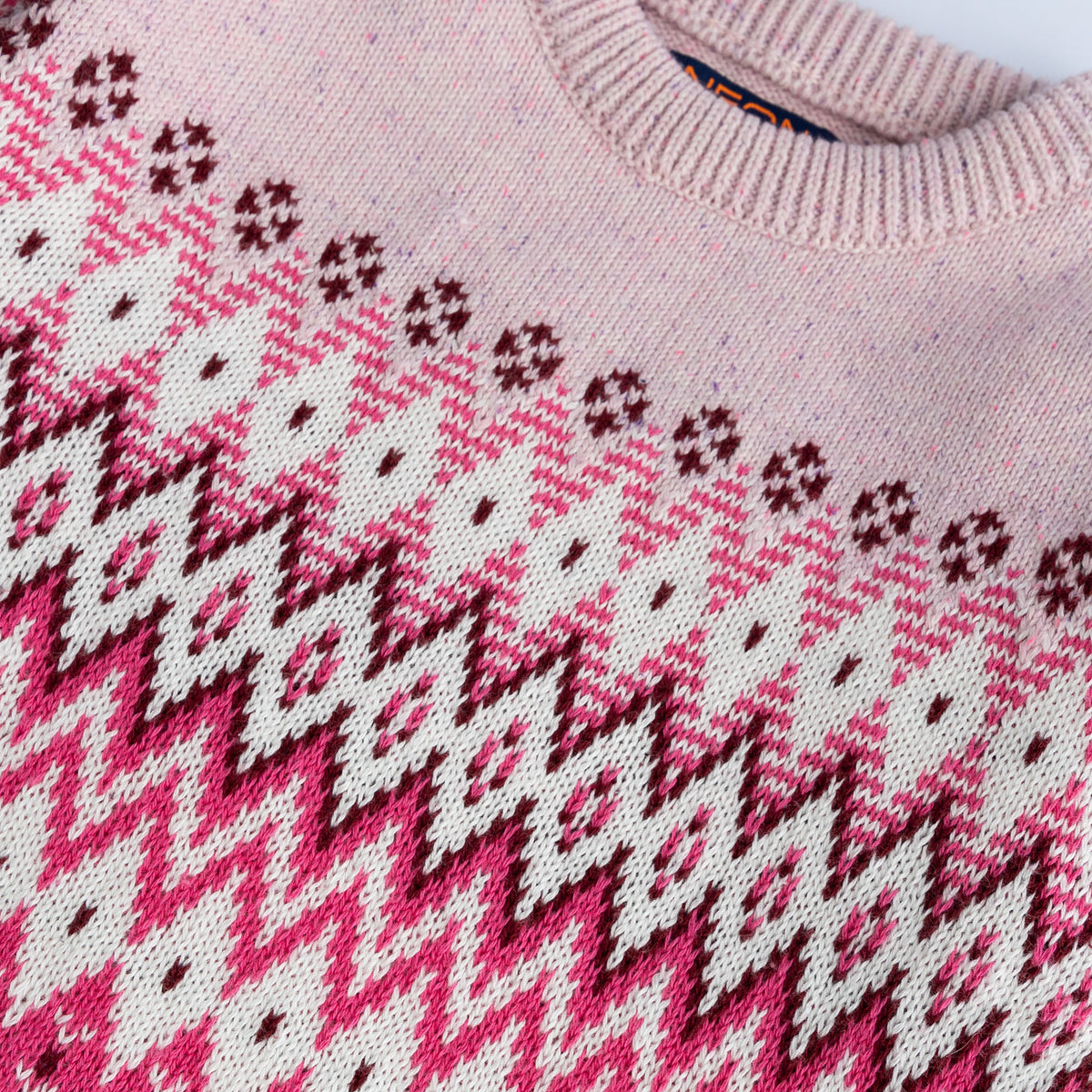 Pink Jacquard Frill Sweater