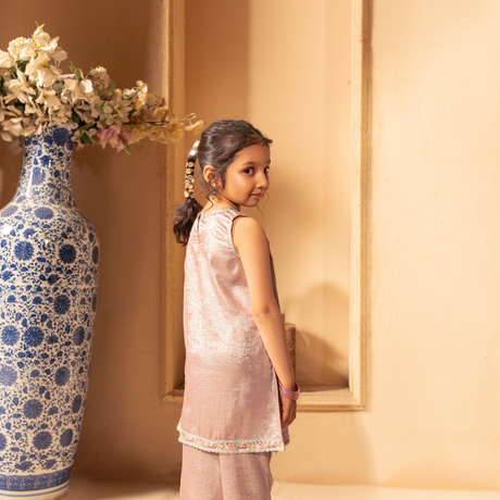 Embroidered Sleeveless Kurti & Trousers