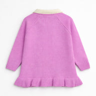 Back view of lilac pink ruffle cardigan for girls