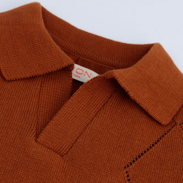 Argyle Crocheted Knit Polo