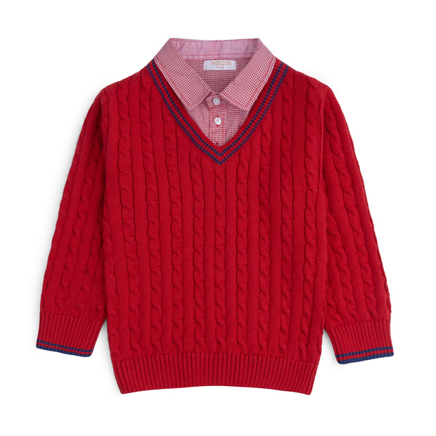 Woven Collar Sweater