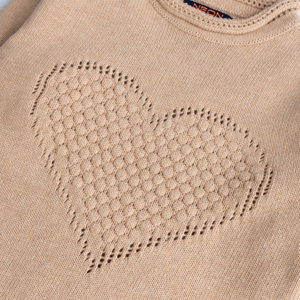 Girls Curl Neck Crocheted Sweater