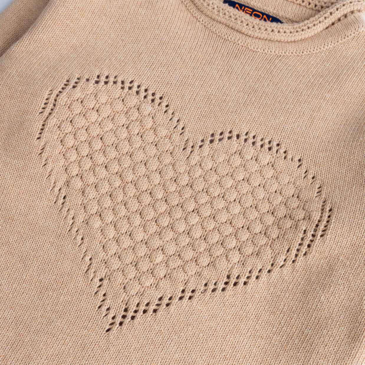 Girls Curl Neck Crocheted Sweater