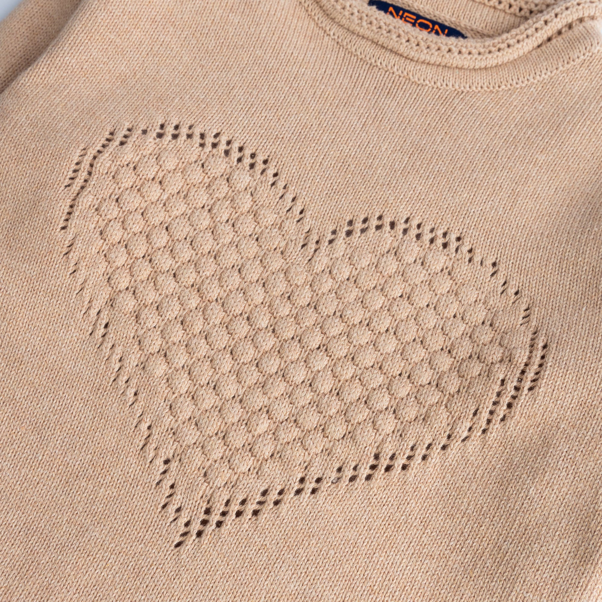 Girls Curl Neck Crocheted Sweater