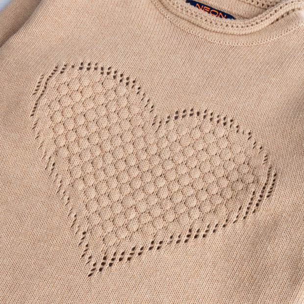 Girls Curl Neck Crocheted Sweater