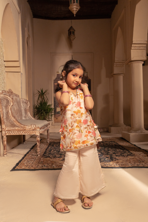 2Pc Embroidered Sleeveless Kurti & Trouser