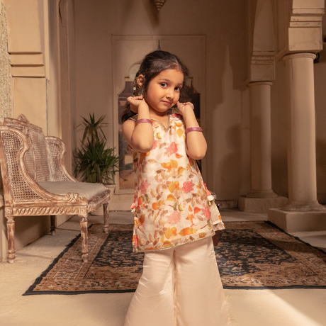 2Pc Embroidered Sleeveless Kurti & Trouser