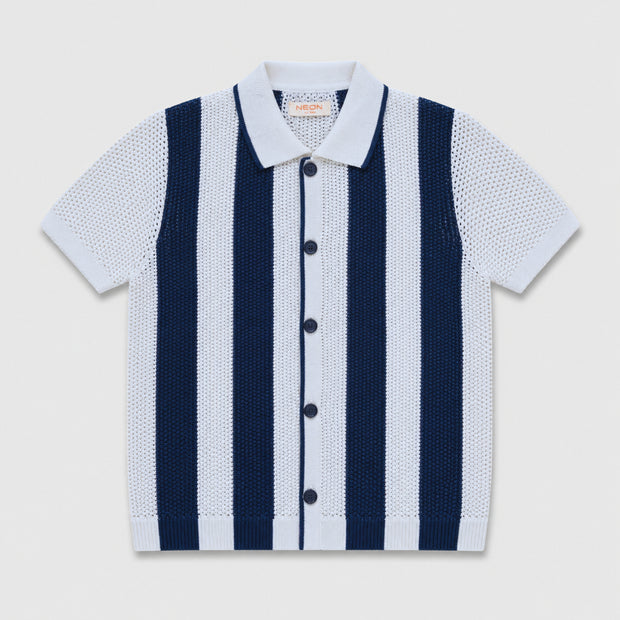 Striped Knitted Polo Shirt