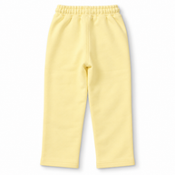 Back view of boys yellow fleece straight-leg trousers with elasticated waistband