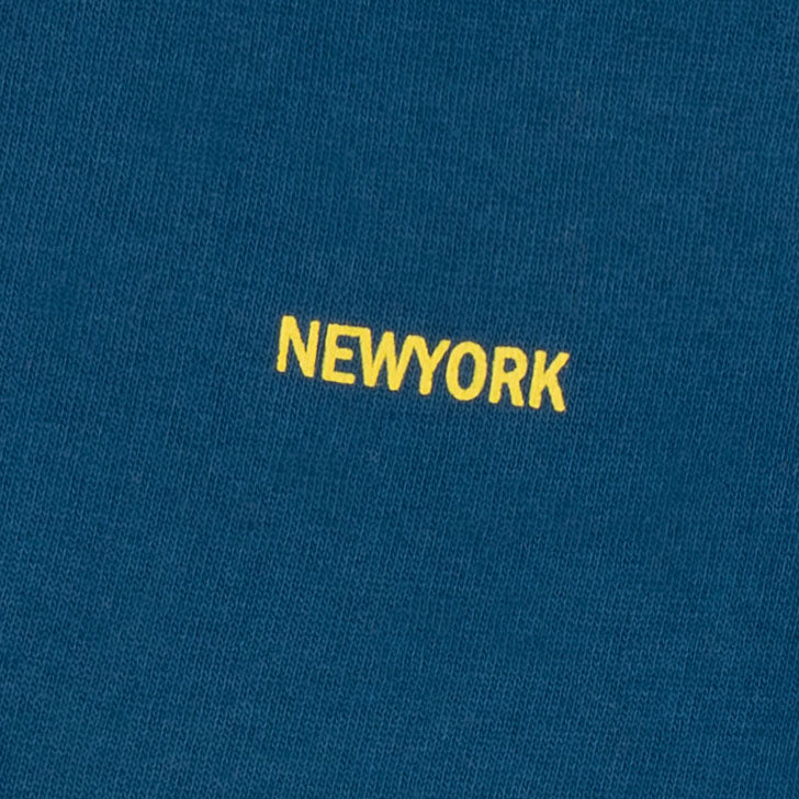 Yellow New York chest embroidery on deep teal boys fleece sweatshirt