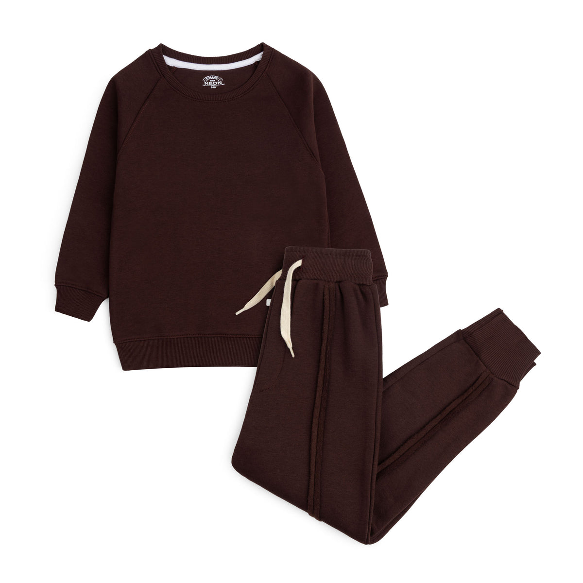 Boys espresso brown raglan sweatshirt and jogger set