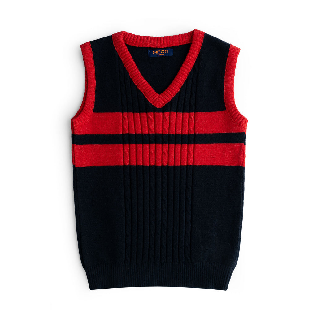 Boys Knitted Sleeve Less V-Neck Sweater
