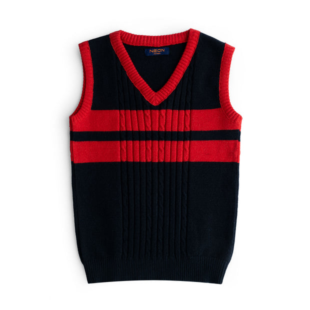 Boys Knitted Sleeve Less V-Neck Sweater
