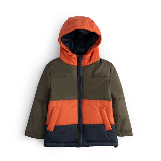 Boys Puffer Hooded Zipper Jacket
