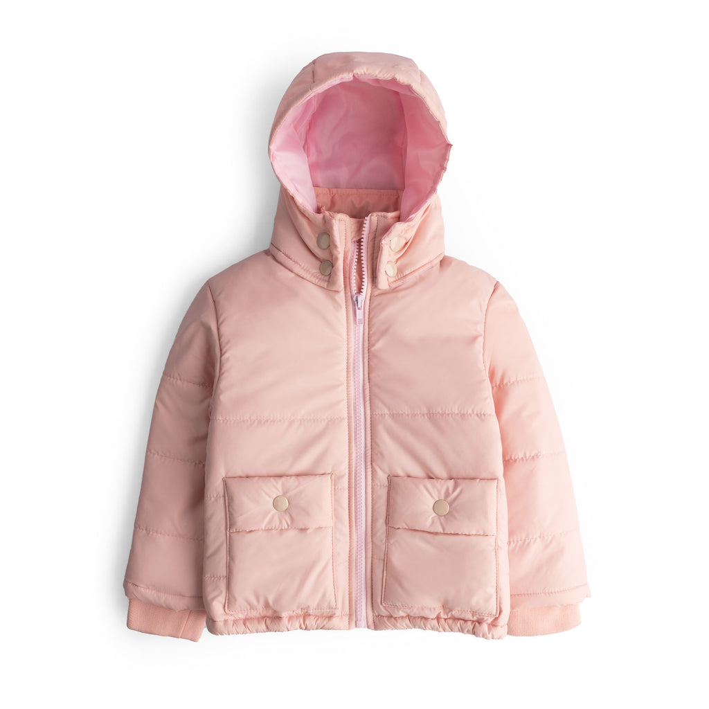 Girls Puffer Hooded Zipper Jacket