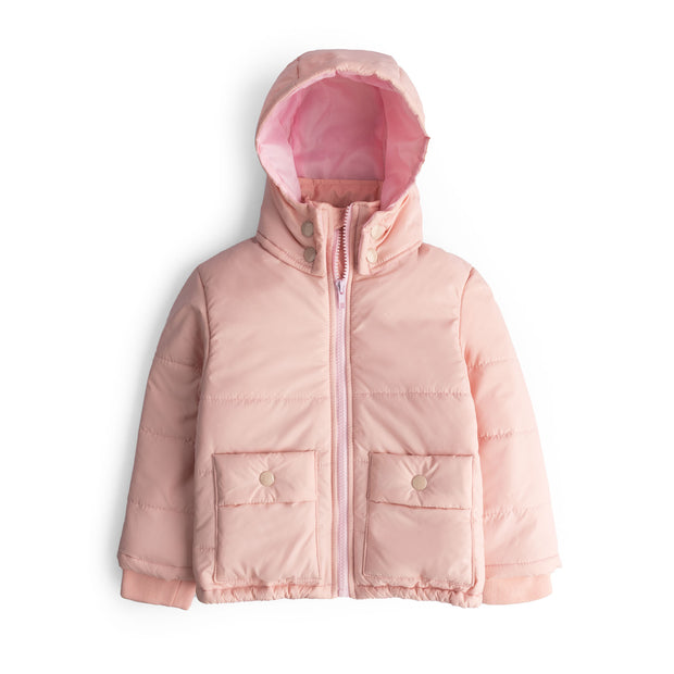 Girls Puffer Hooded Zipper Jacket