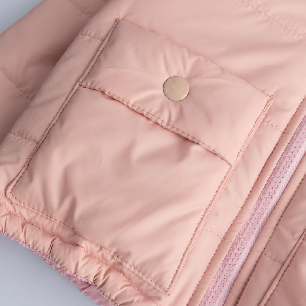 Girls Puffer Hooded Zipper Jacket