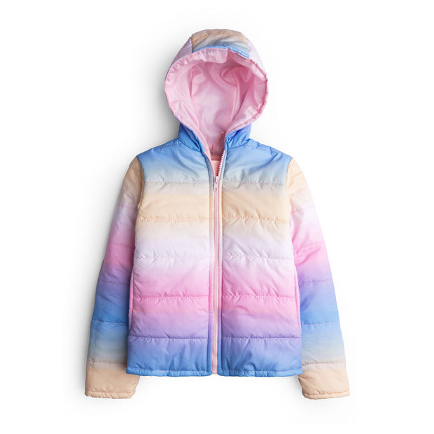 Girls Puffer Hooded Zipper Jacket