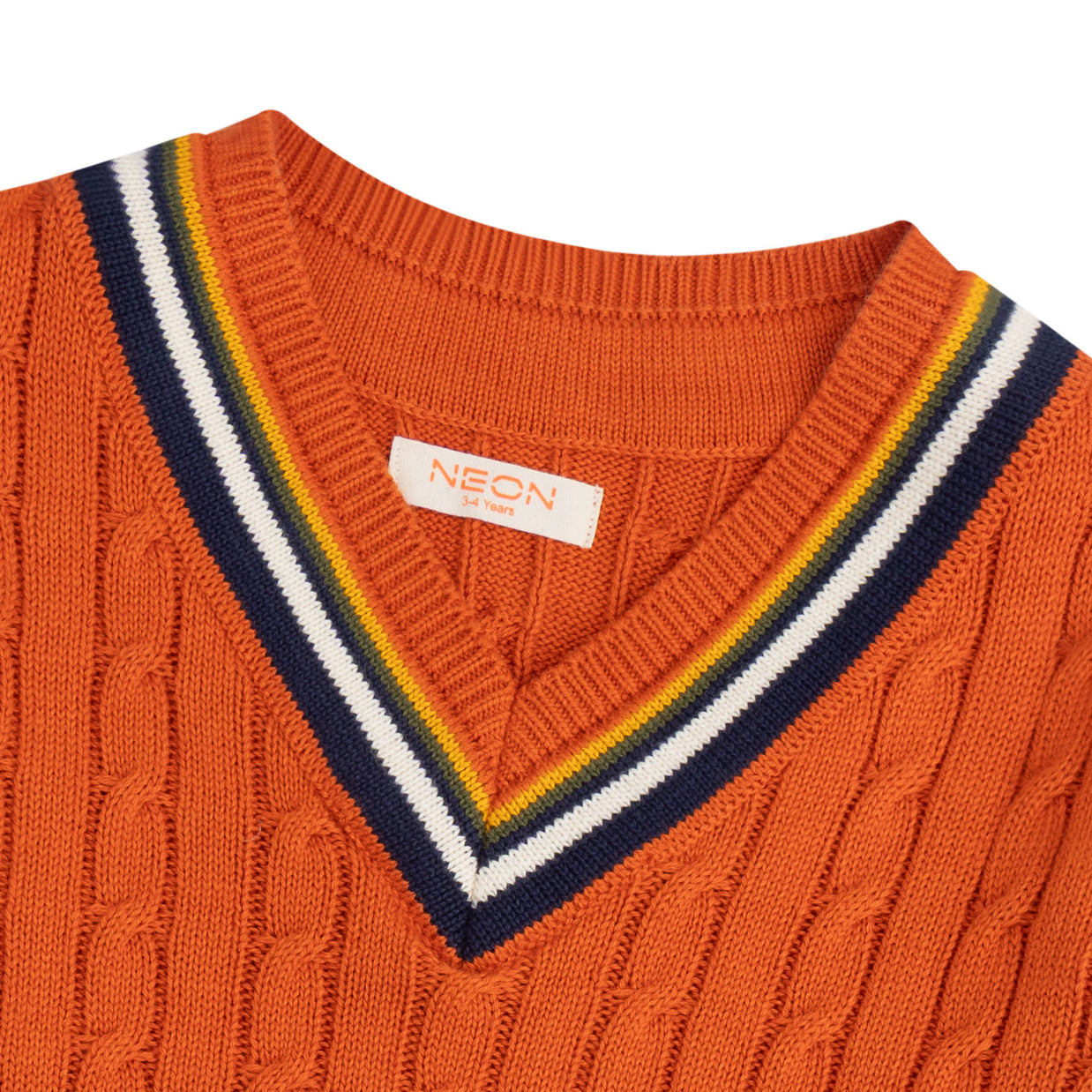 Orange Varsity Cable Sweater