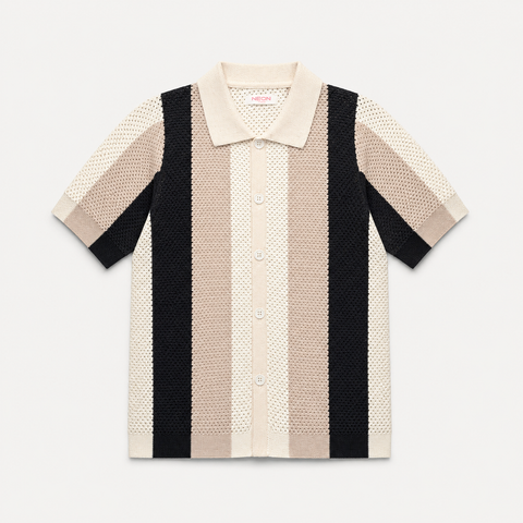 Striped Knitted Polo Shirt