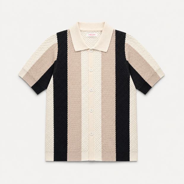 Striped Knitted Polo Shirt