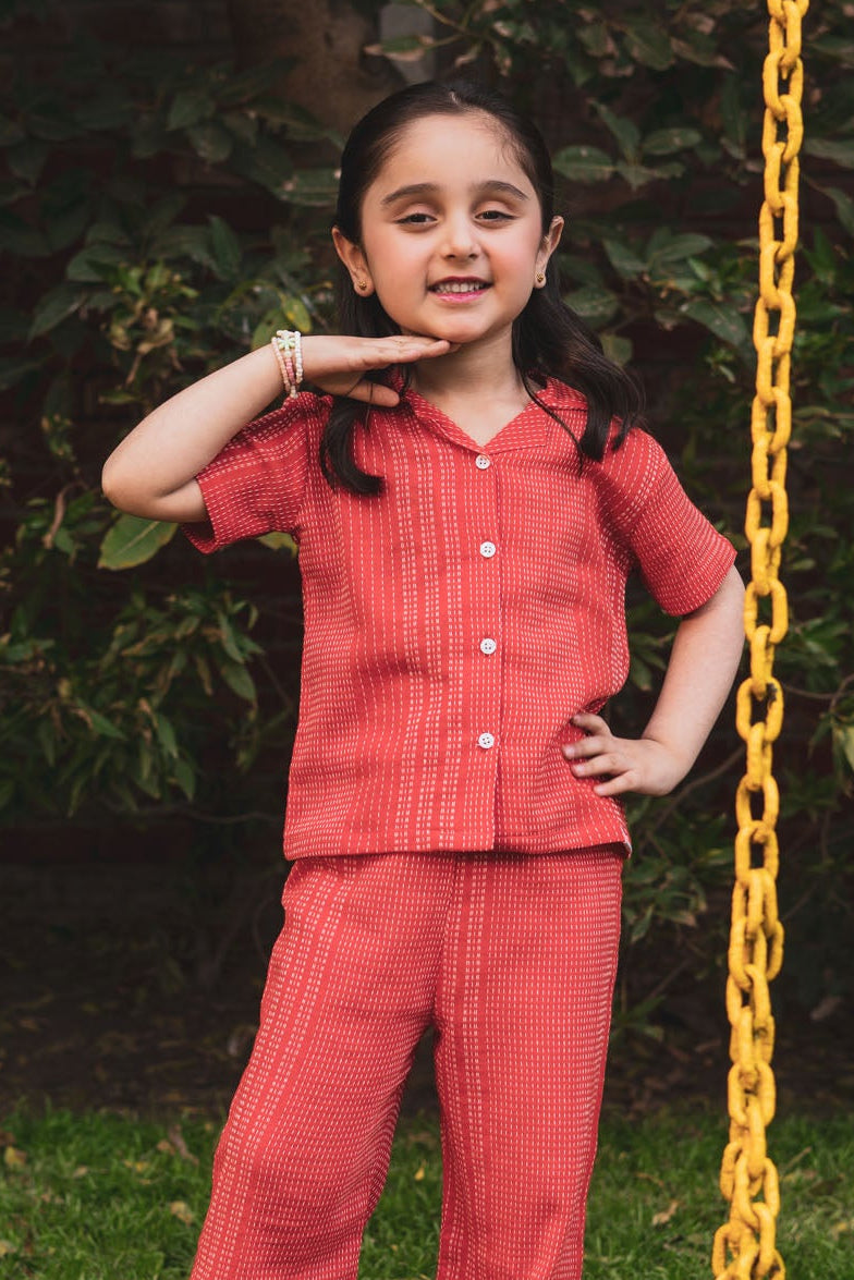 Coral Textured Co-Ord Set