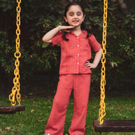 Coral Textured Co-Ord Set