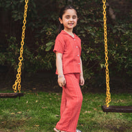 Coral Textured Co-Ord Set