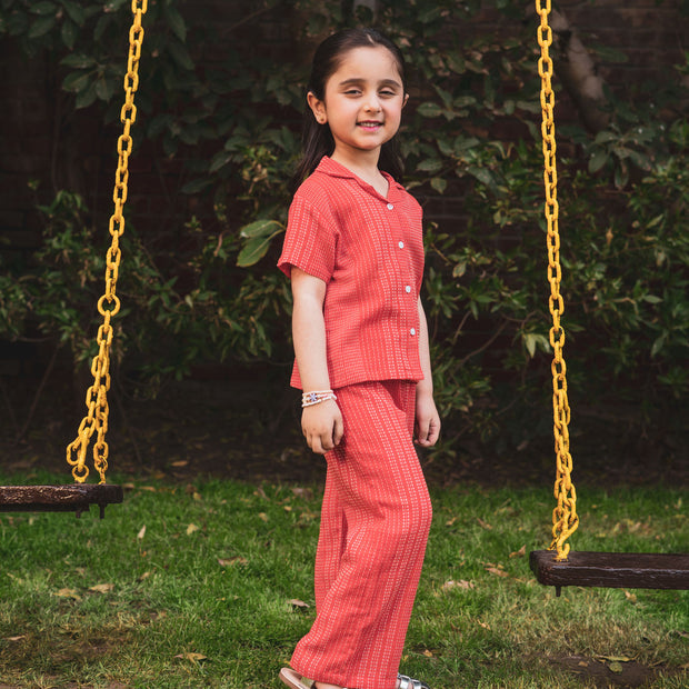 Coral Textured Co-Ord Set