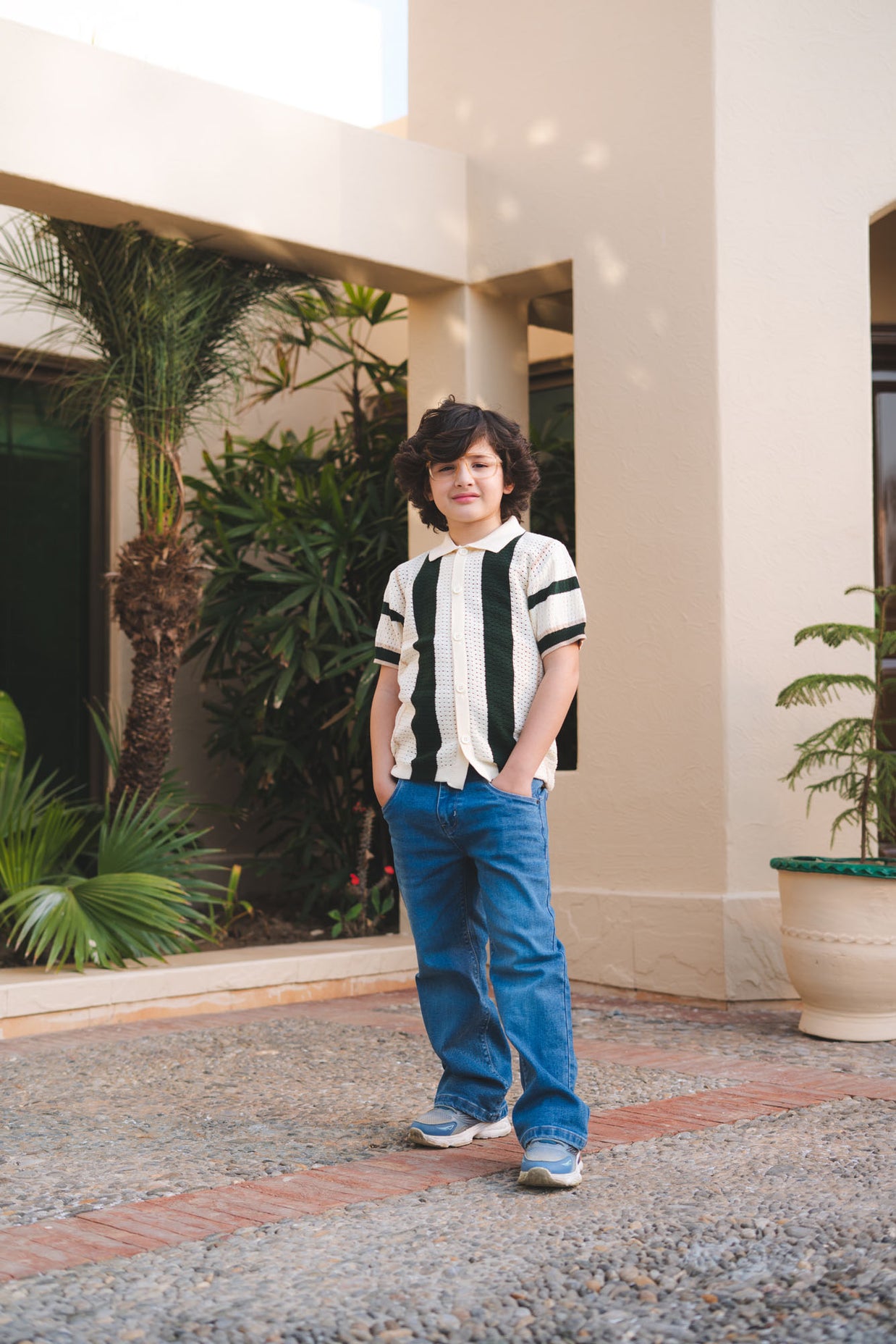 Striped Knitted Polo Shirt