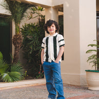 Striped Knitted Polo Shirt