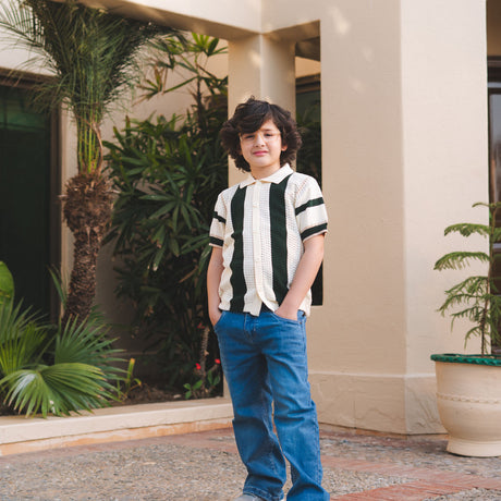 Striped Knitted Polo Shirt