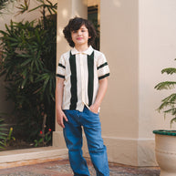 Striped Knitted Polo Shirt