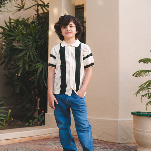 Striped Knitted Polo Shirt