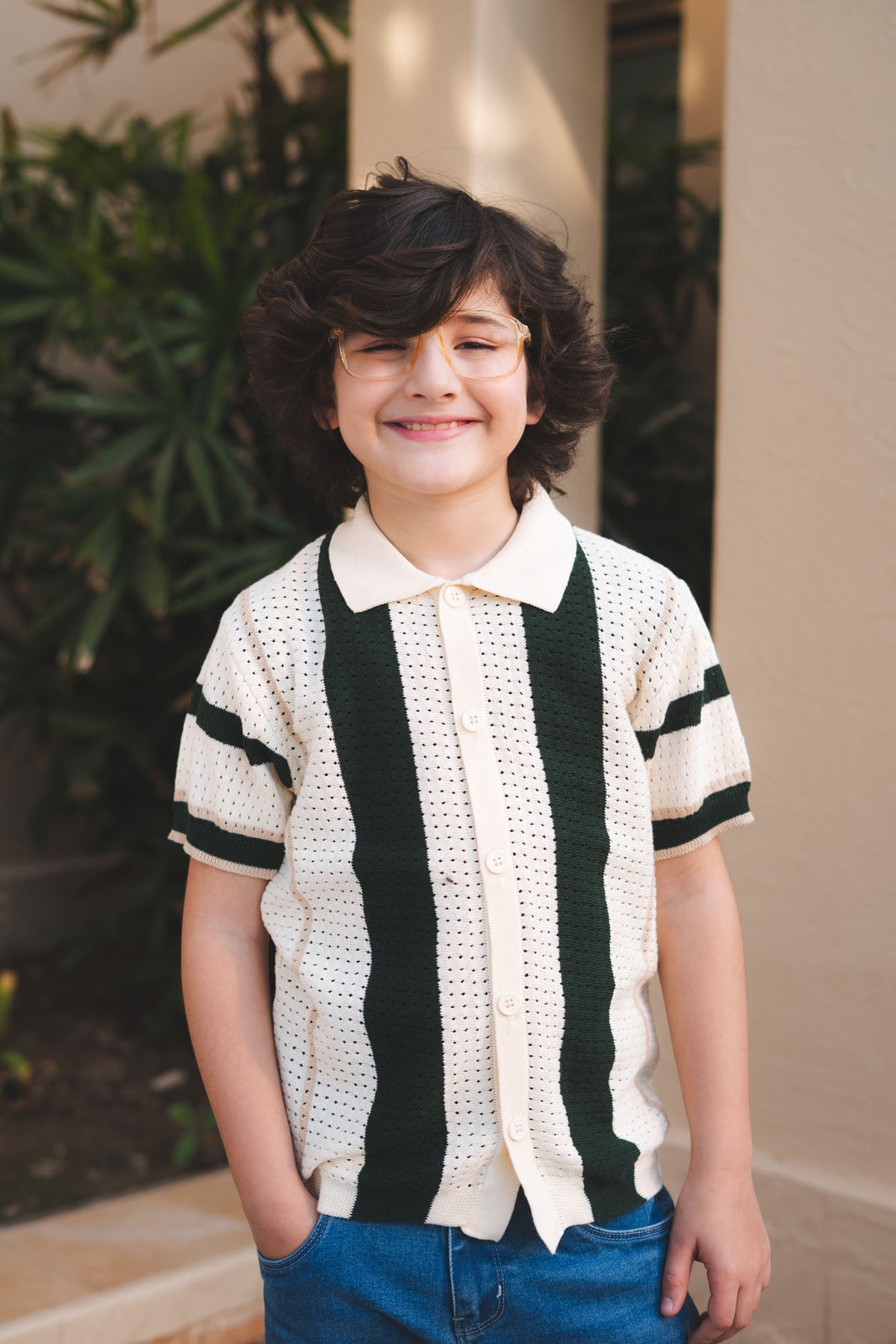 Striped Knitted Polo Shirt