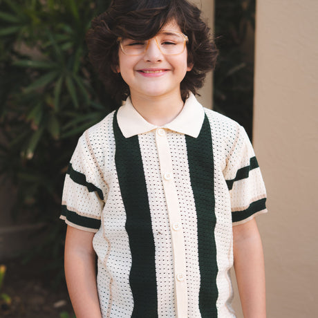 Striped Knitted Polo Shirt