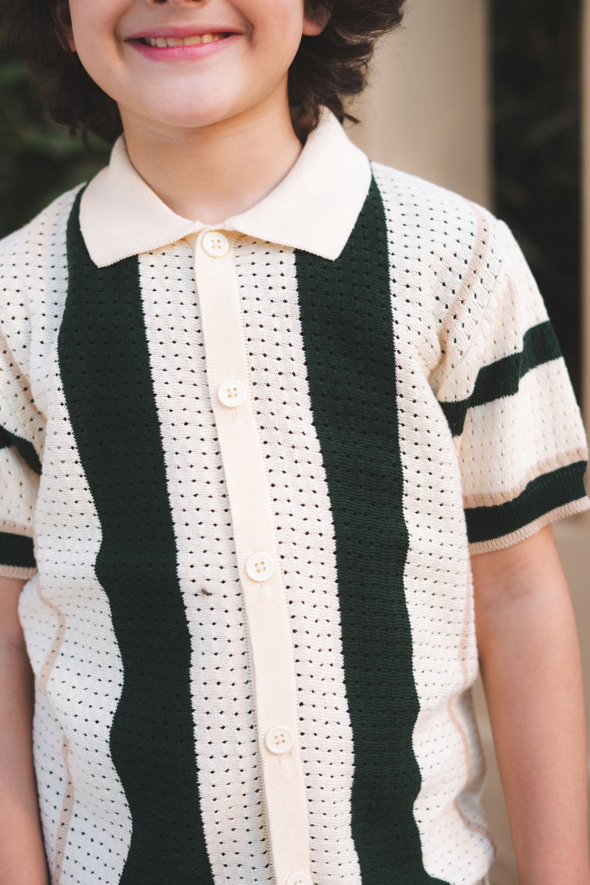 Striped Knitted Polo Shirt