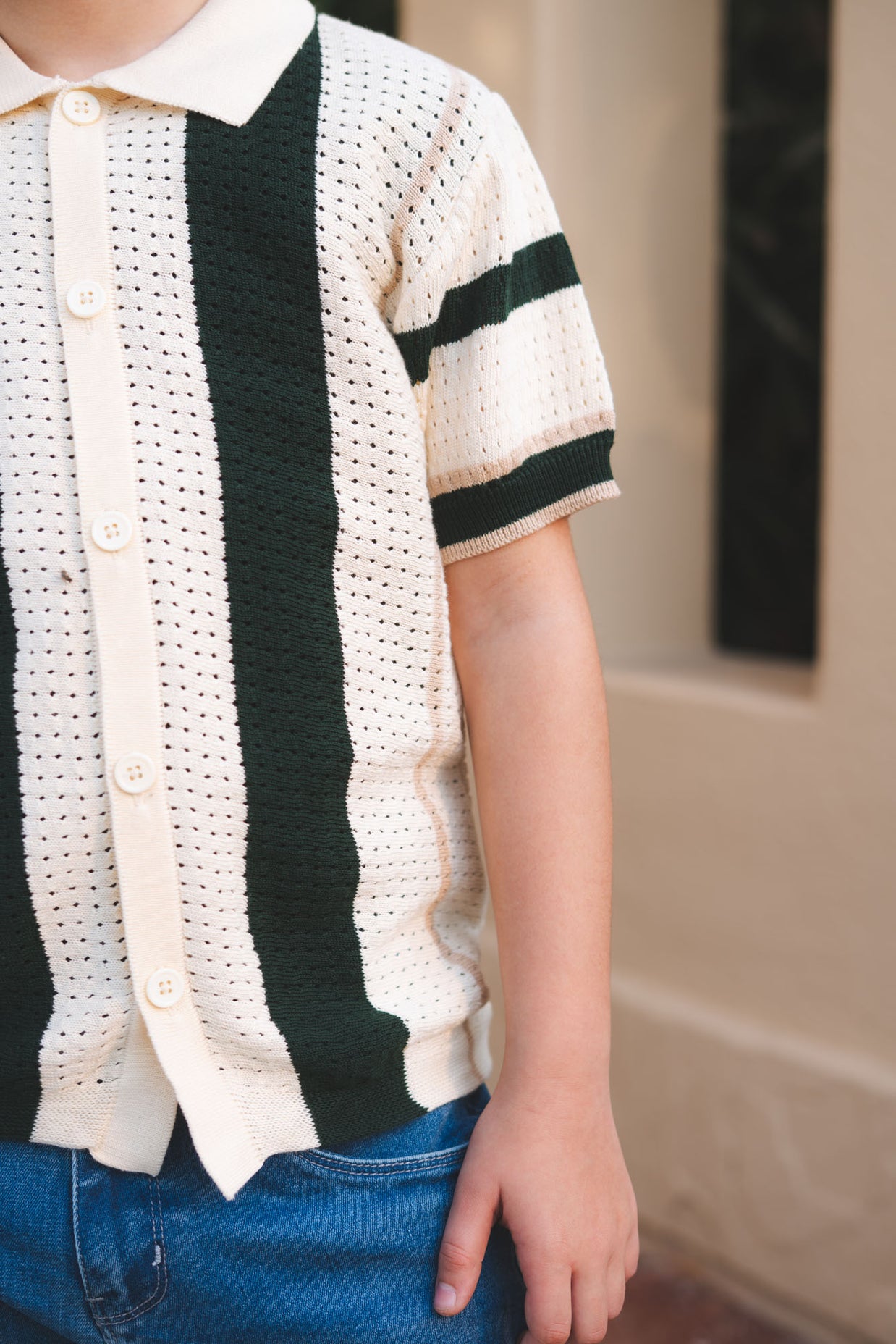 Striped Knitted Polo Shirt