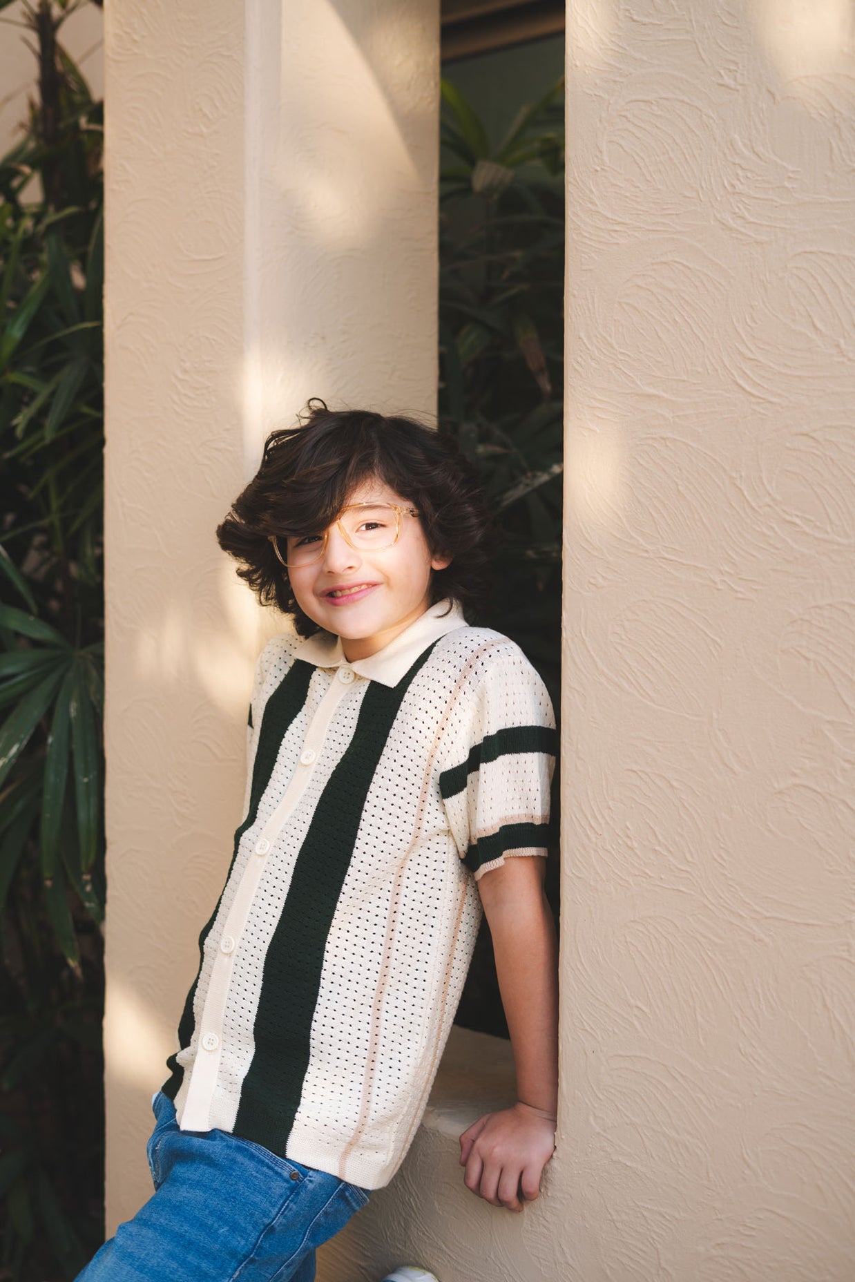Striped Knitted Polo Shirt