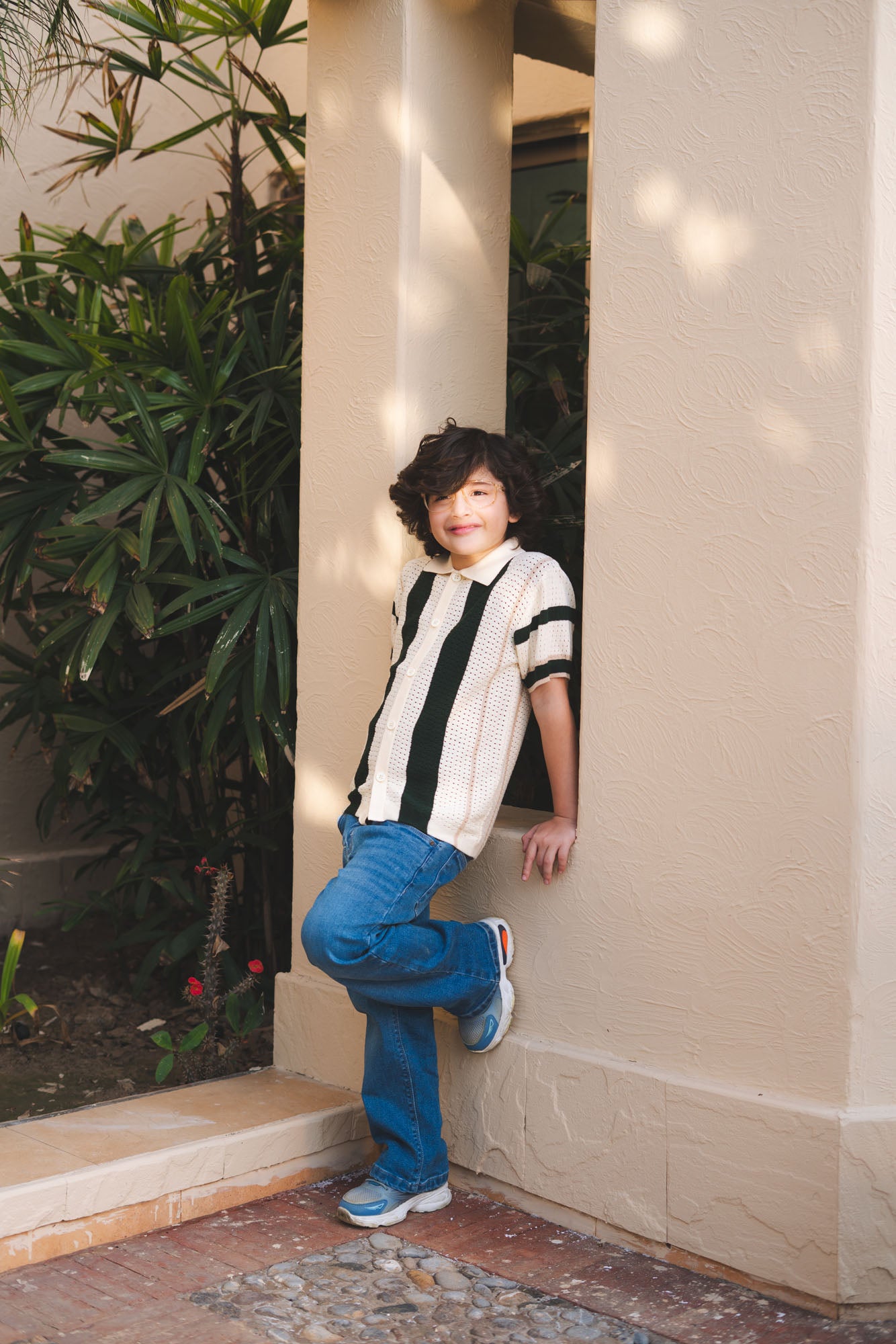 Striped Knitted Polo Shirt