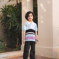 Striped Knitted Polo Shirt