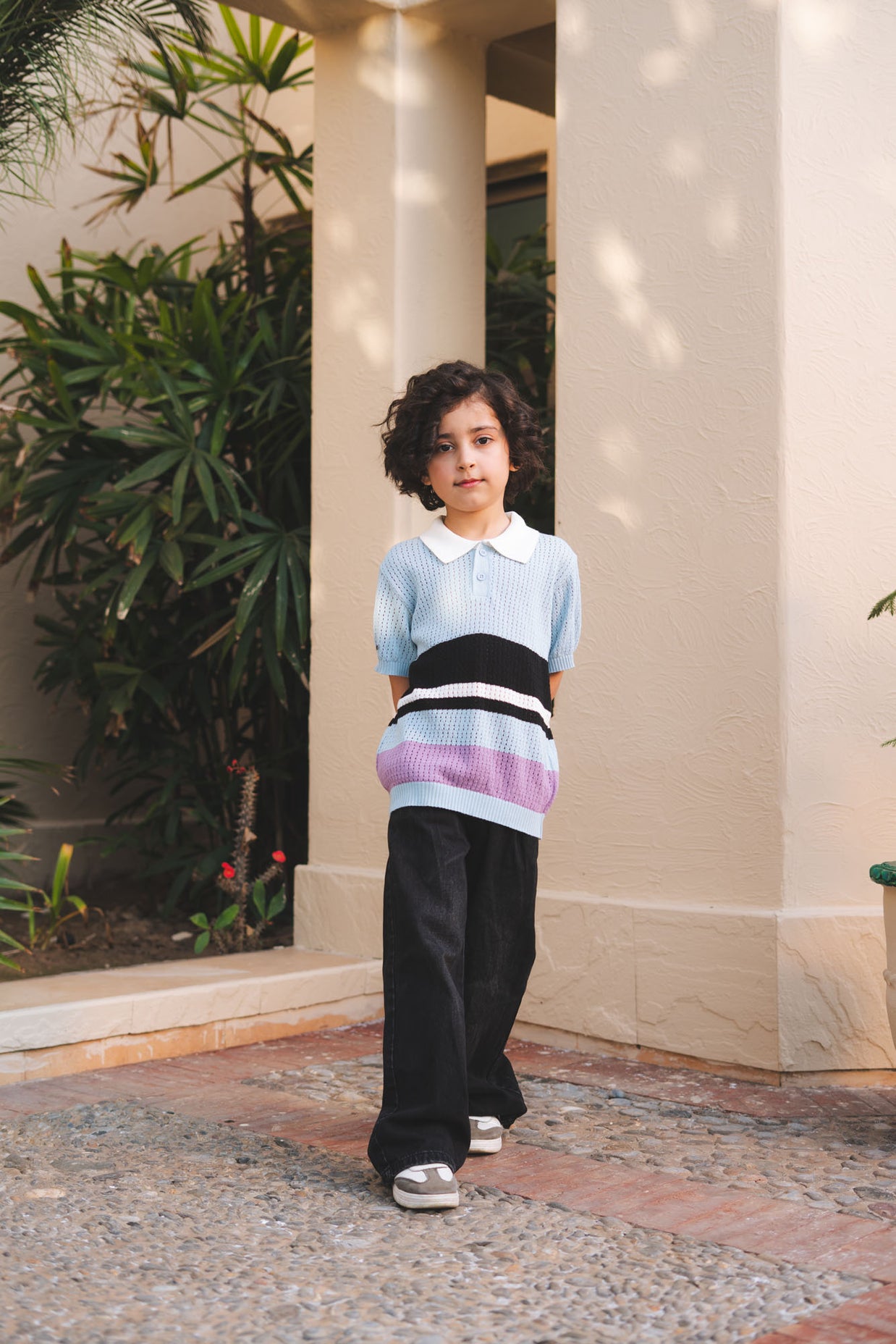 Striped Knitted Polo Shirt