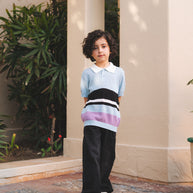 Striped Knitted Polo Shirt