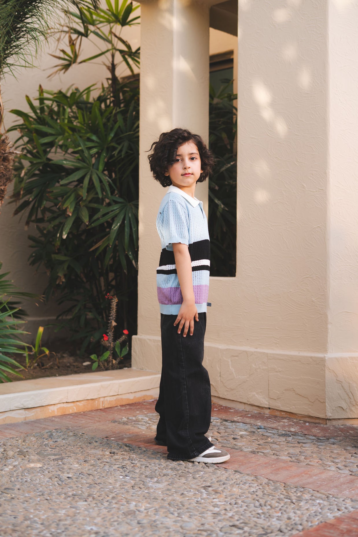 Striped Knitted Polo Shirt