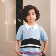 Striped Knitted Polo Shirt