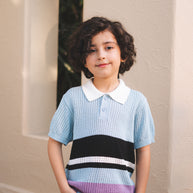 Striped Knitted Polo Shirt