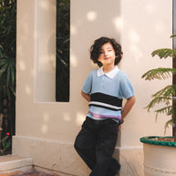 Striped Knitted Polo Shirt